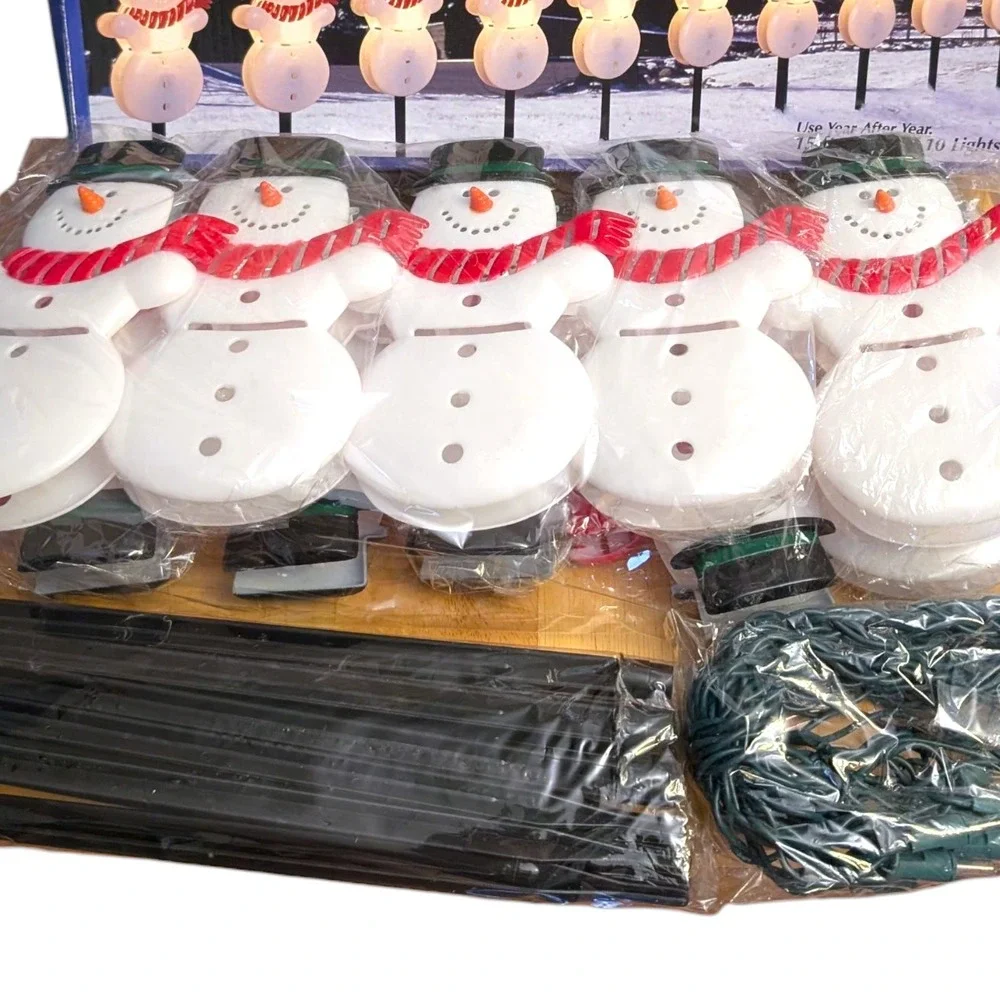 Snowman 10 Piece Holiday Light Set Big Lots‎ VTG New Open Box 15' Long Christmas